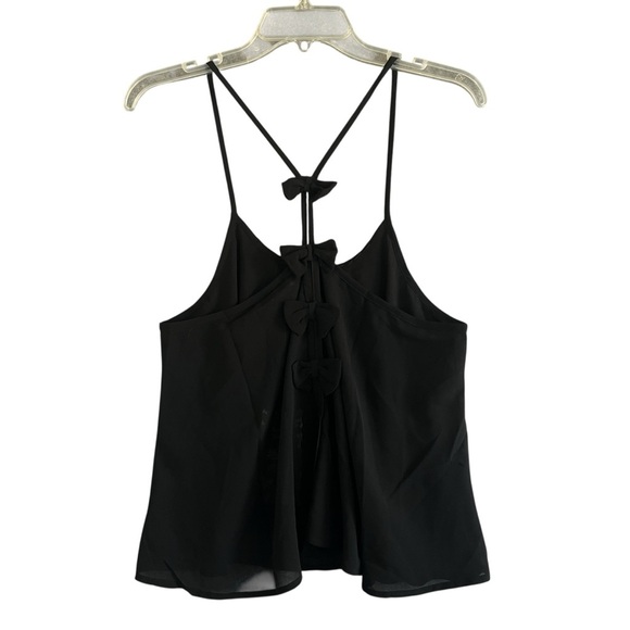 PRETTY ANGEL Silk Blend Crystals Tank Top Bows Black Size S/M NWT - Picture 3 of 13